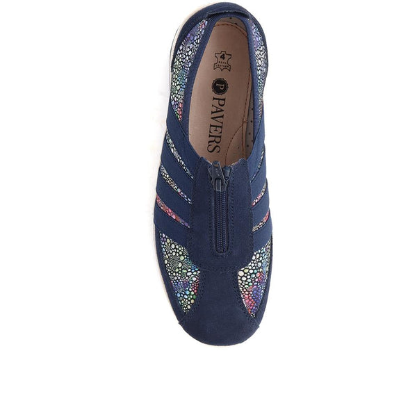 Pavers Casual Zip Up Trainers - Navy Multi