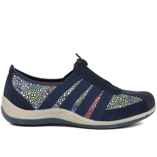 pavers Casual Zip Up Trainers - Navy Multi