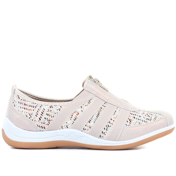 pavers Casual Zip Up Trainers - Stone