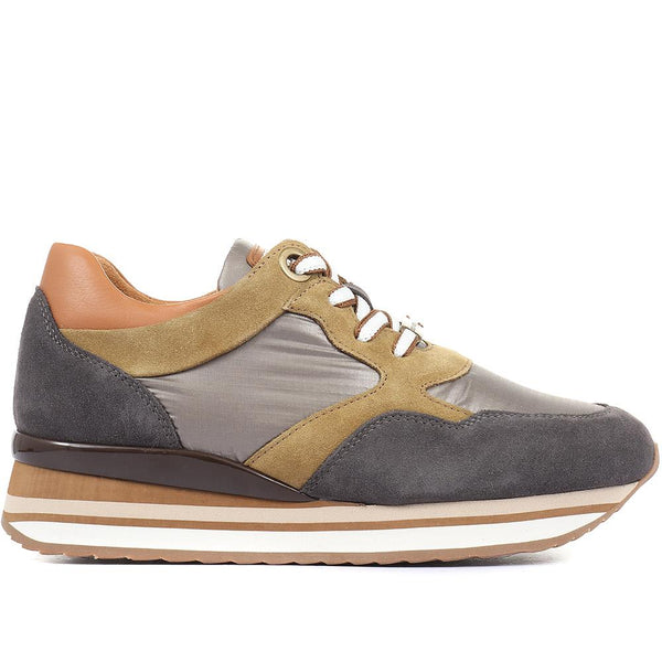 pavers Catrin Leather Trainers - Brown Multi