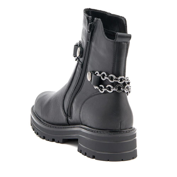 Pavers Chain-Detailed Ankle Boots - Black