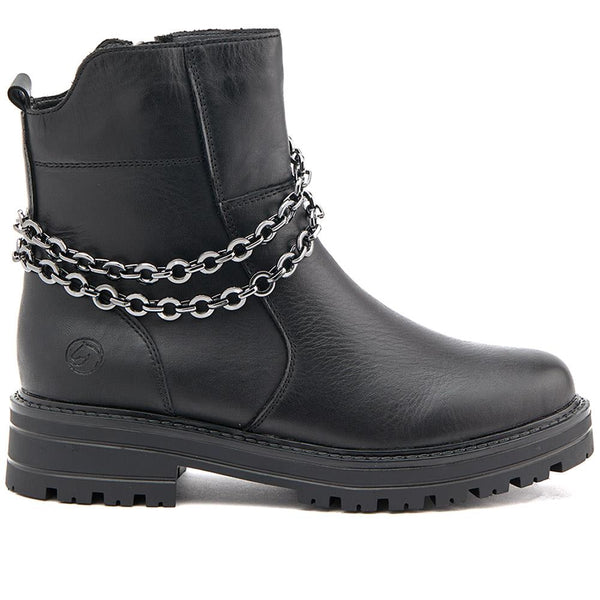 pavers Chain-Detailed Ankle Boots - Black