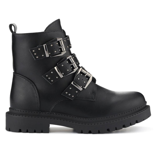 pavers Chunky Buckle-Up Ankle Boots - Black
