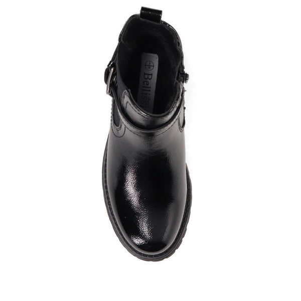 Pavers Chunky Buckled Ankle Boots - Black Patent