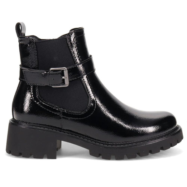 pavers Chunky Buckled Ankle Boots - Black Patent