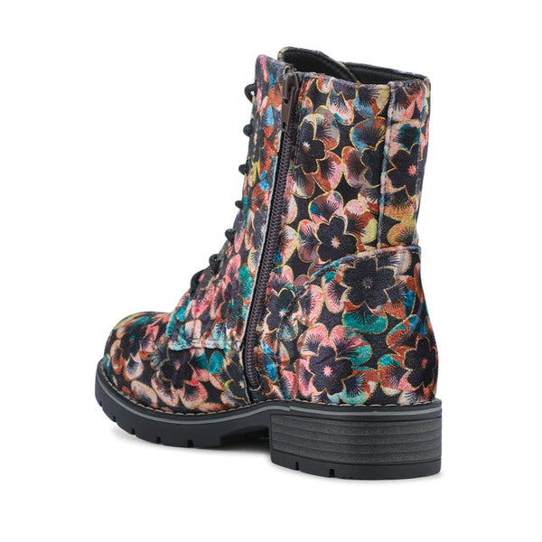 Pavers Chunky Lace-Up Ankle Boots - Floral