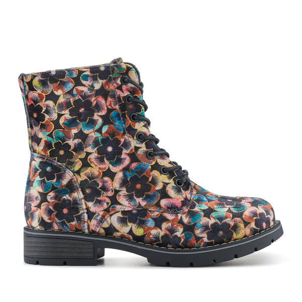 pavers Chunky Lace-Up Ankle Boots - Floral