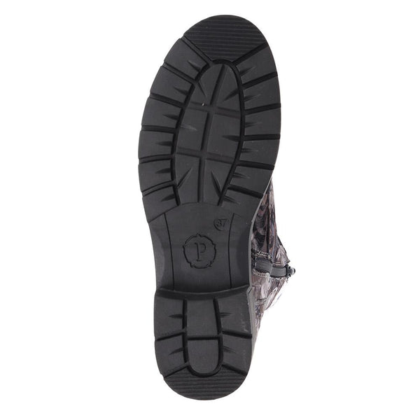 Pavers Chunky Lace-Up Ankle Boots - Grey Floral