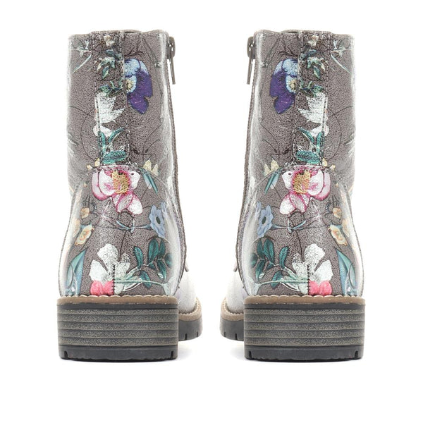 Pavers Chunky Lace-Up Ankle Boots - Grey Multi