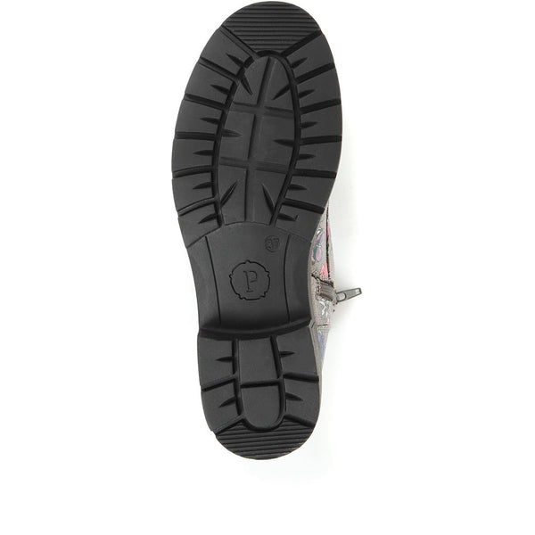 Pavers Chunky Lace-Up Ankle Boots - Grey Multi