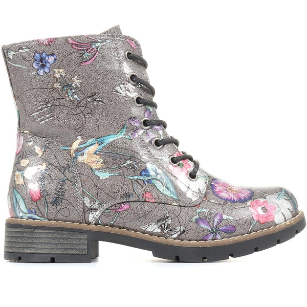 pavers Chunky Lace-Up Ankle Boots - Grey Multi