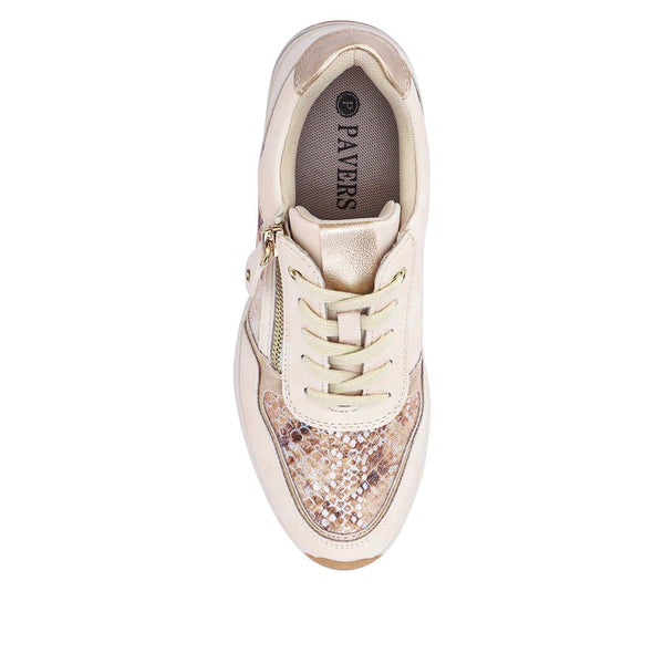 Pavers Chunky Lace-Up Trainers - BEIGE FLORAL