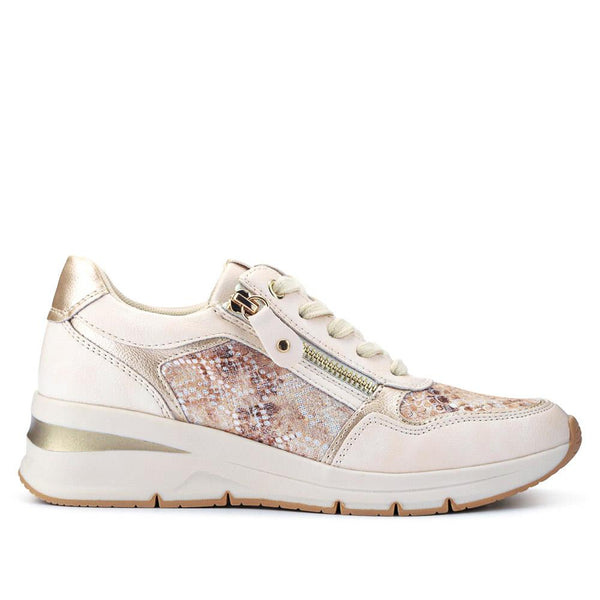 pavers Chunky Lace-Up Trainers - BEIGE FLORAL