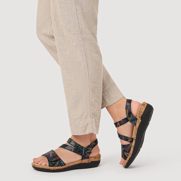 Pavers Chunky-Sole Leather Sandals - Black Multi