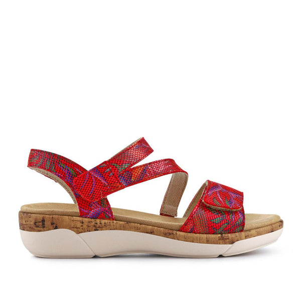 pavers Chunky-Sole Leather Sandals - Red Multi