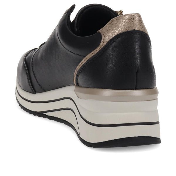 Pavers Chunky Sole Leather Trainers - Black