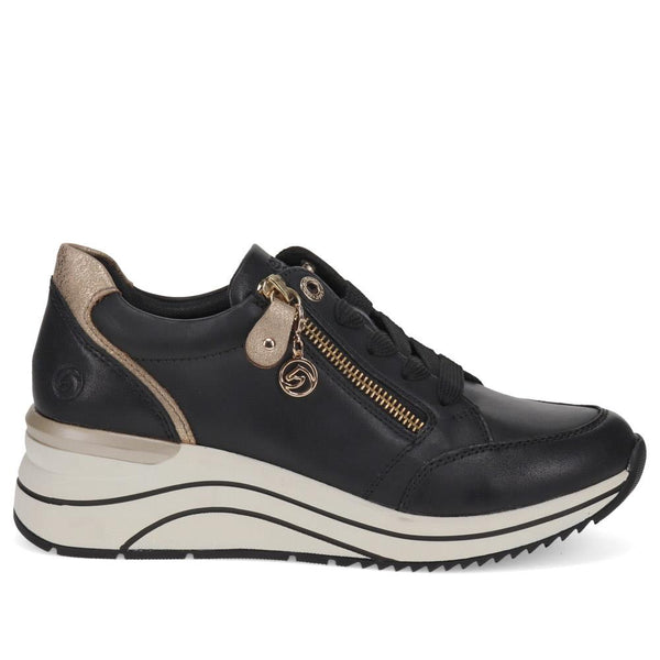 pavers Chunky Sole Leather Trainers - Black