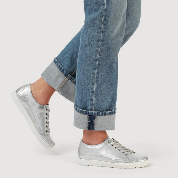 Pavers Chunky-Soled Leather Trainers - Silver