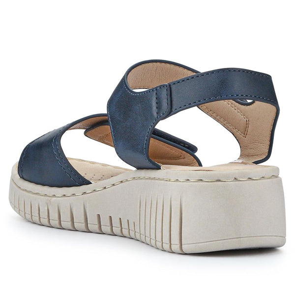 Pavers Chunky-Soled Touch-Fasten Mules - Navy