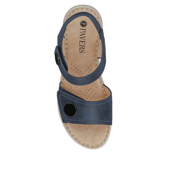 Pavers Chunky-Soled Touch-Fasten Mules - Navy