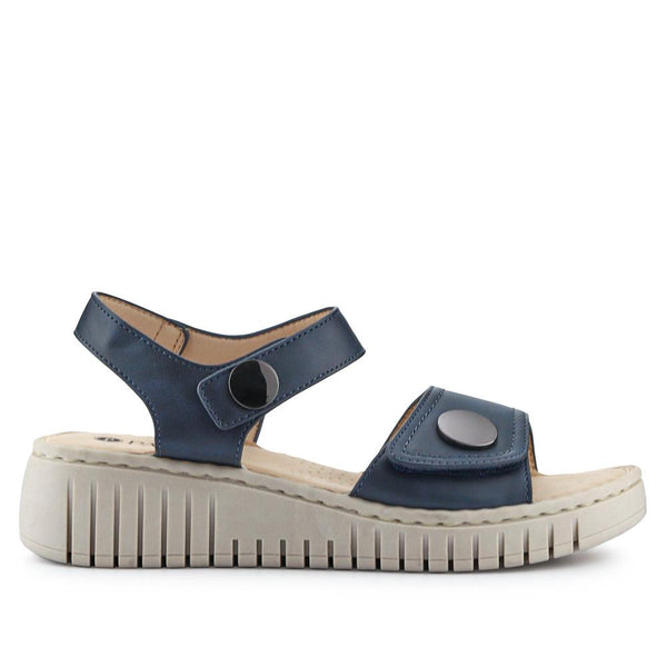 pavers Chunky-Soled Touch-Fasten Mules - Navy