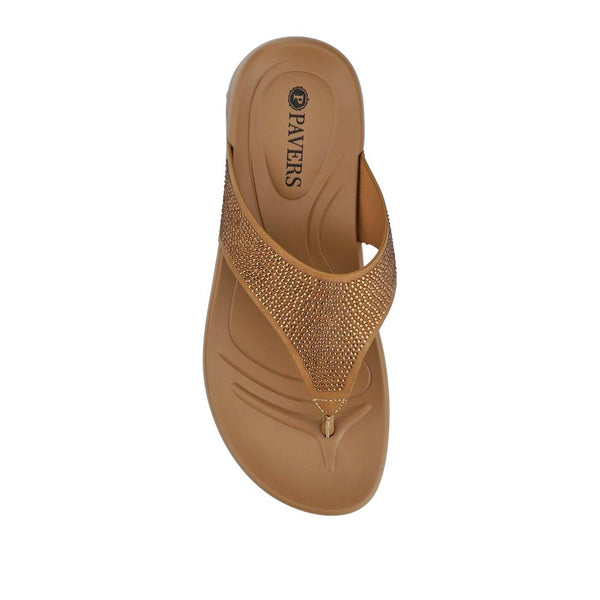 Pavers Chunky Toe Post Sandals - Camel
