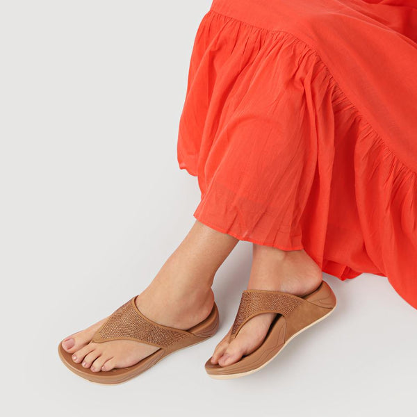 Pavers Chunky Toe Post Sandals - Camel