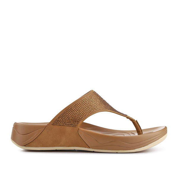 pavers Chunky Toe Post Sandals - Camel