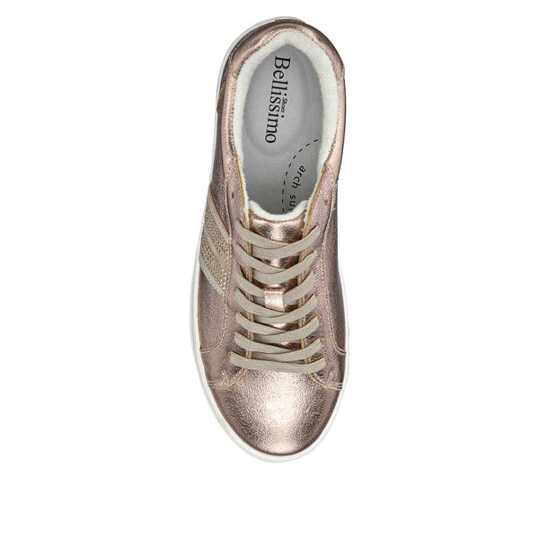 Pavers Coated Leather Platform Trainers - Champagne