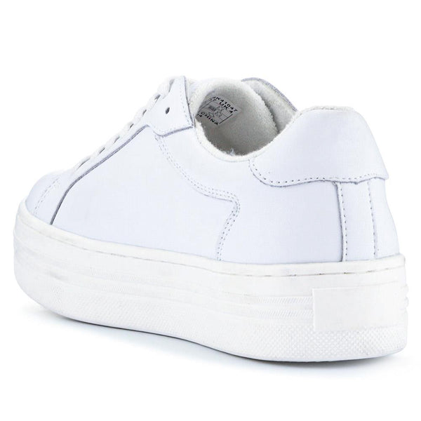Pavers Coated Leather Platform Trainers - White