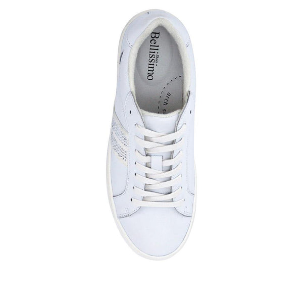 Pavers Coated Leather Platform Trainers - White