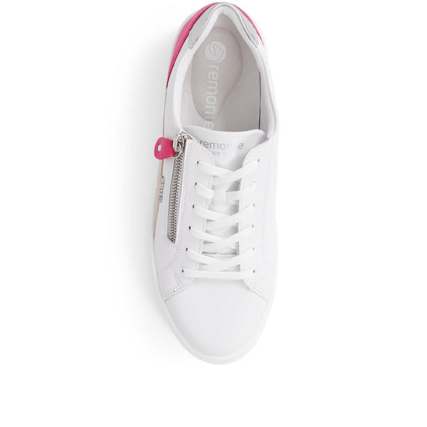 Pavers Contrasting Zip Trainers - White Multi