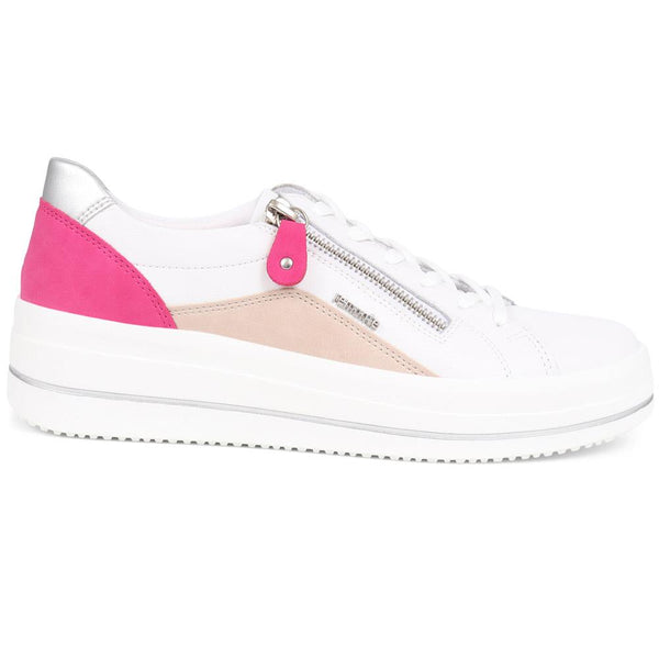pavers Contrasting Zip Trainers - White Multi