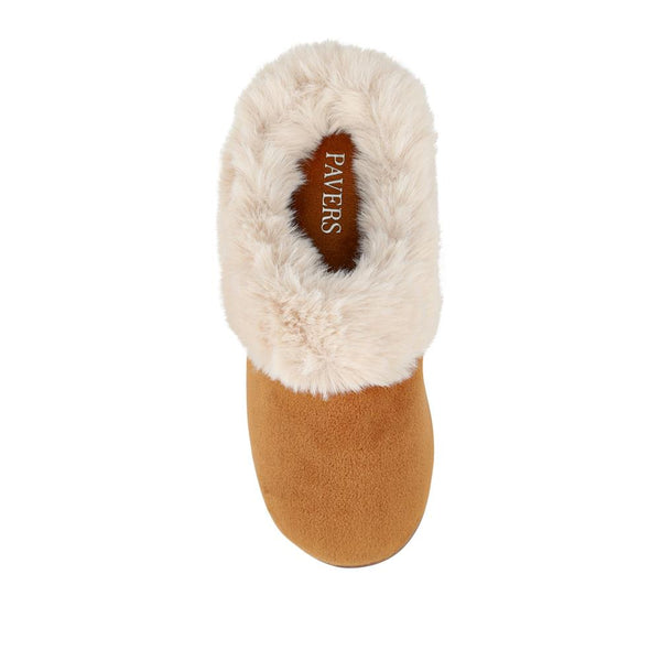 Pavers Cosy Mule Slippers - Chestnut