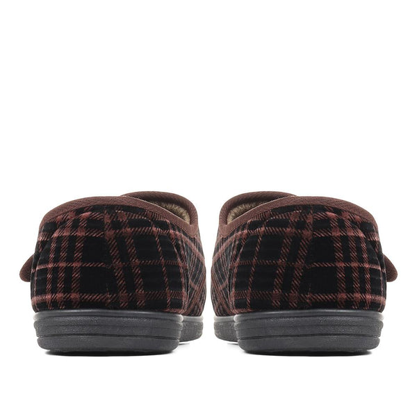 Pavers Cosy Tartan Slippers - Brown Multi