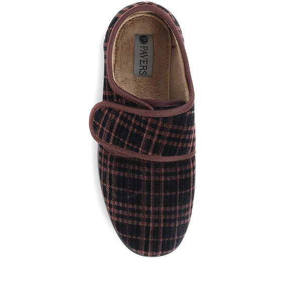 Pavers Cosy Tartan Slippers - Brown Multi