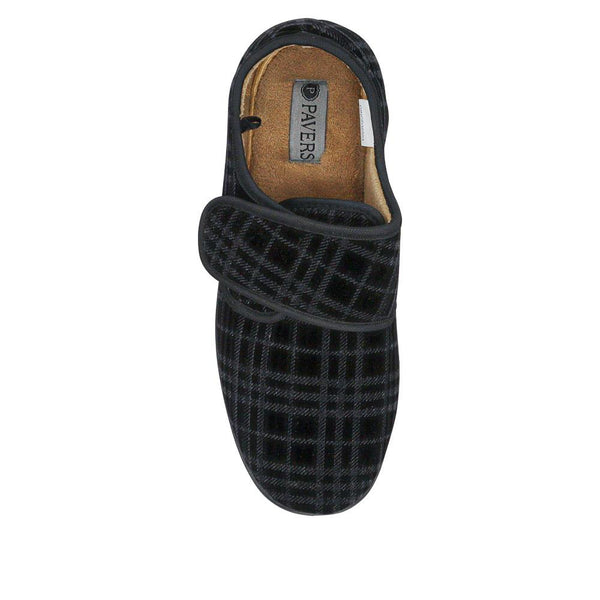 Pavers Cosy Tartan Slippers - Charcoal