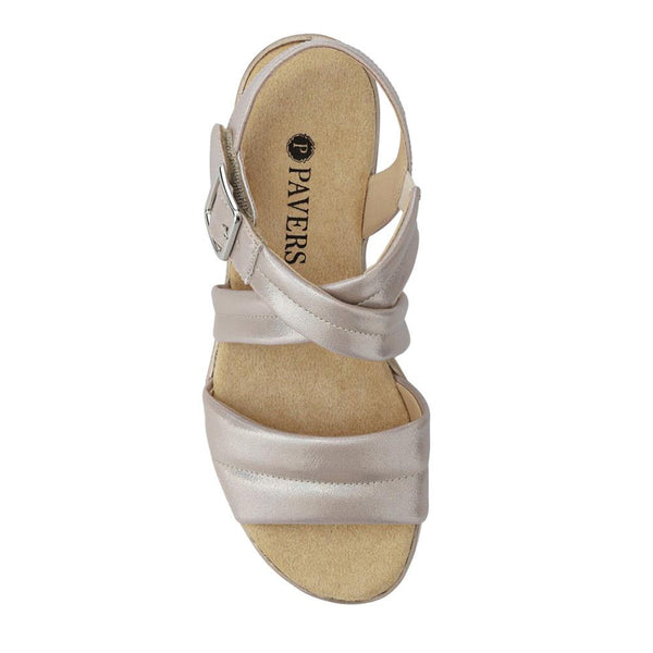 Pavers Cushioned Buckle-Up Sandals - Silver Shimmer