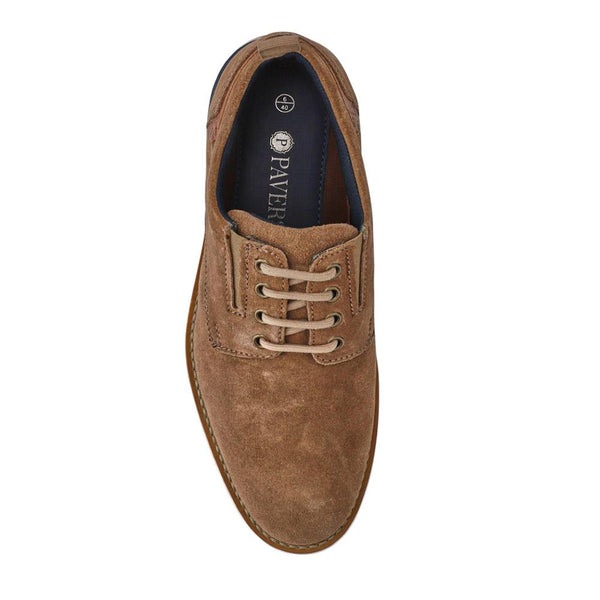 Pavers Cushioned Leather Lace-Up Shoes - Taupe