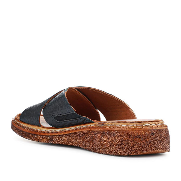 Pavers Cushioned Leather Mules - Black
