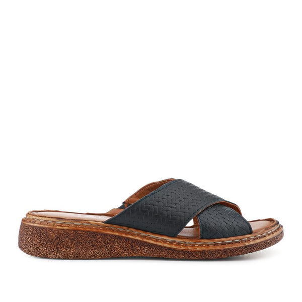 Pavers Cushioned Leather Mules - Black