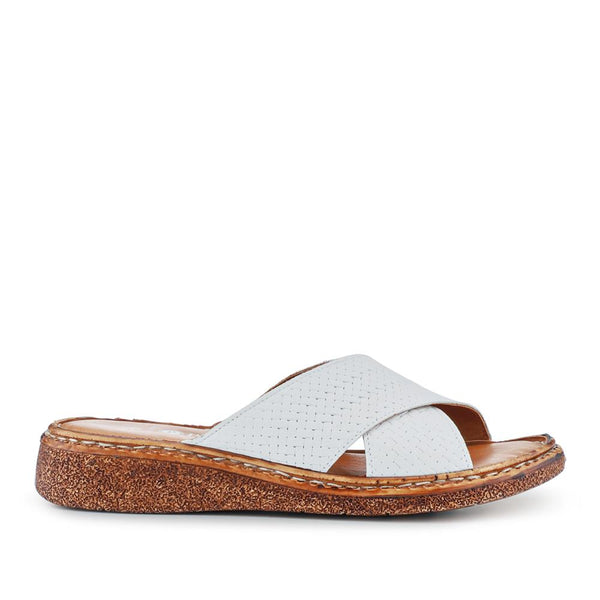 pavers Cushioned Leather Mules - White