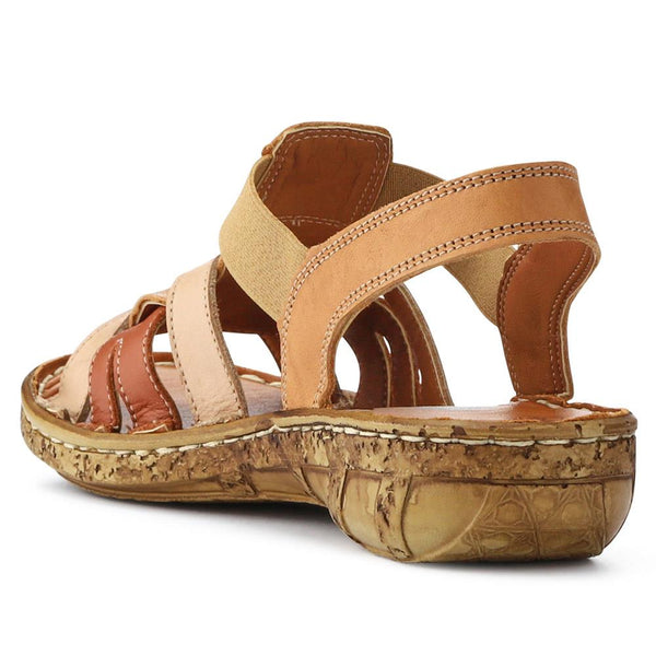 Pavers Cushioned Leather Sandals - Tan Multi