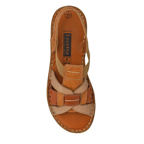 Pavers Cushioned Leather Sandals - Tan Multi