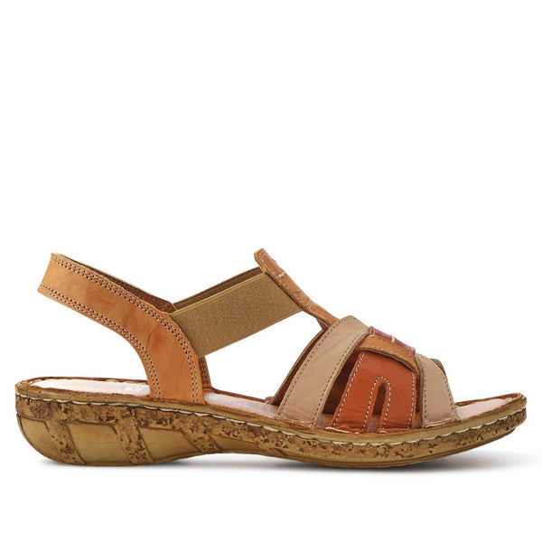 pavers Cushioned Leather Sandals - Tan Multi