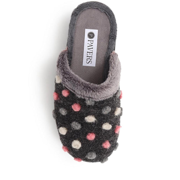 Pavers Cushioned Mule Slippers - Dark Grey Multi