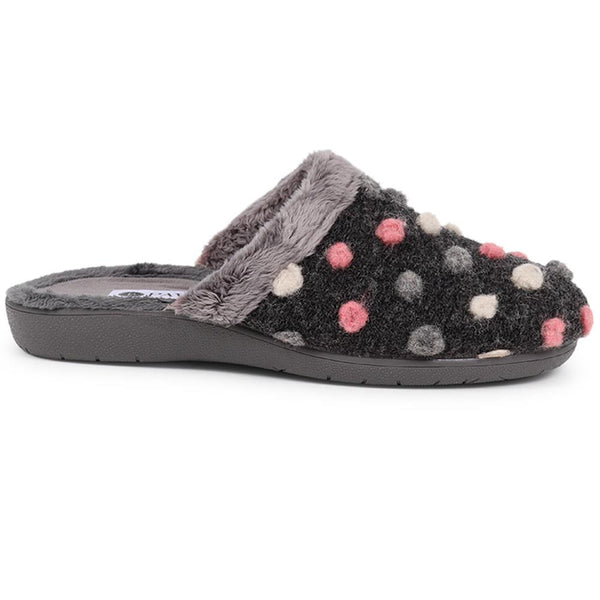 pavers Cushioned Mule Slippers - Dark Grey Multi