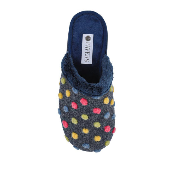 Pavers Cushioned Mule Slippers - Navy Multi