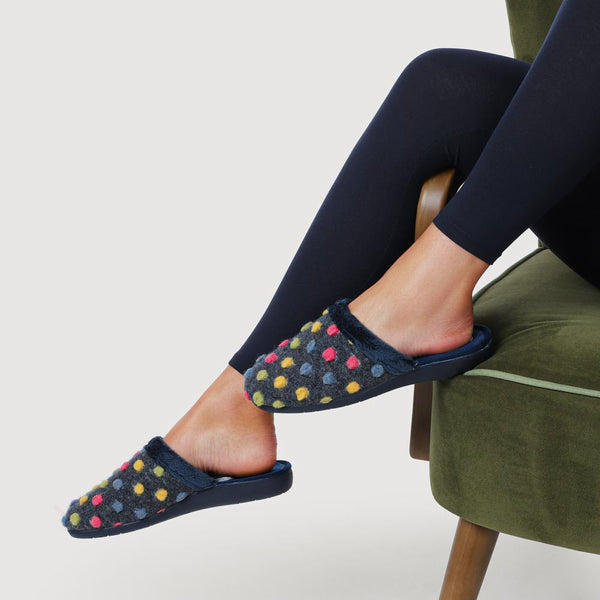 Pavers Cushioned Mule Slippers - Navy Multi