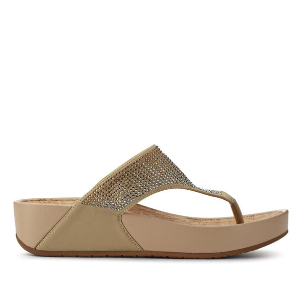 pavers Cushioned Toe Post Sandals - Beige